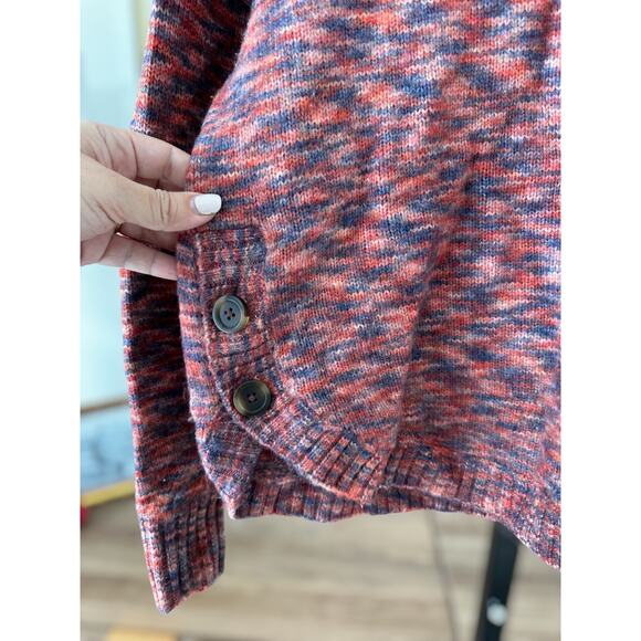Madewell Space-Dyed Birchmont Side-Button Pullover Sweater Spacedye Sangria XS - Picture 3 of 11